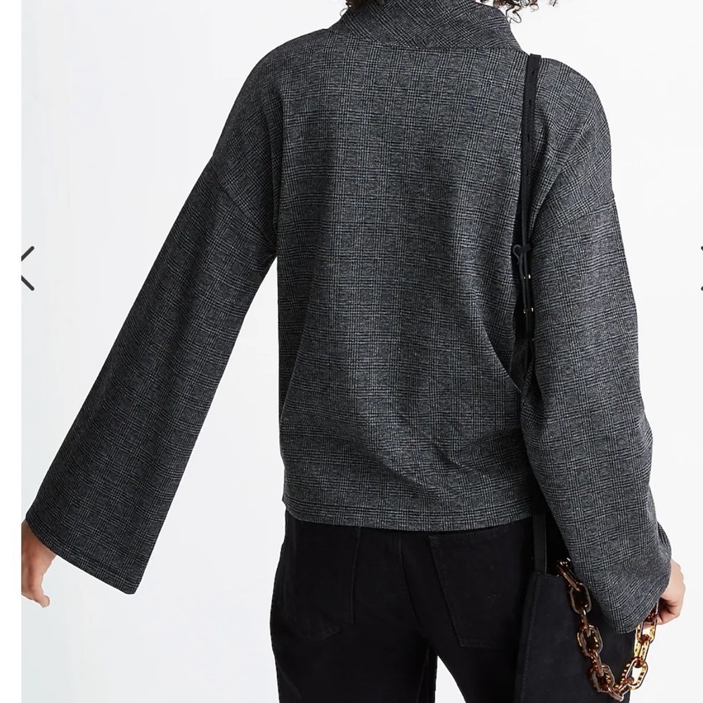 Madewell Wide Sleeve Mock Neck Top in Glen Plaid - Picture 4 of 11